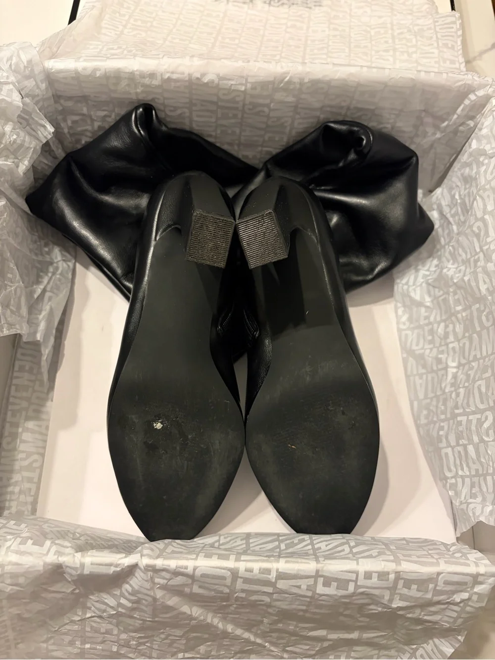 Steve Madden Aria Black Knee Length Leather Boots